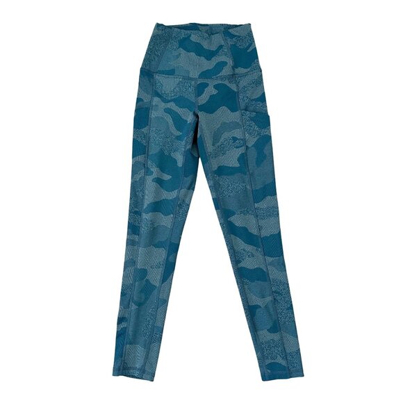 The North Face Luxe Motivation Leggings Aqua Blue Camo Jacquard Print Size XSmal - Picture 3 of 9